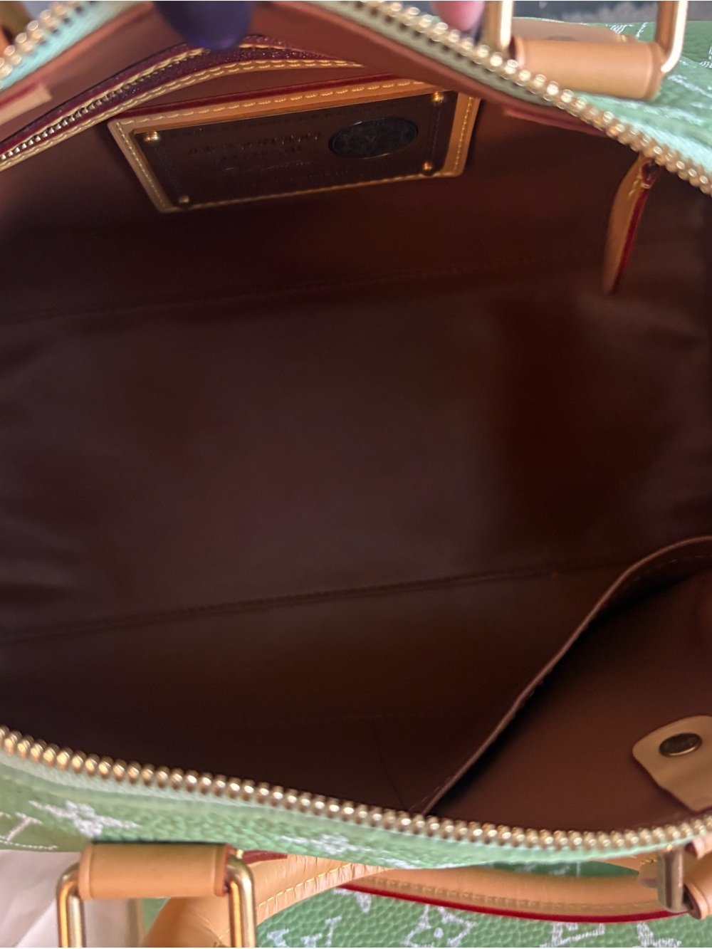 Green Monogram Canvas Tote with Tan Trim